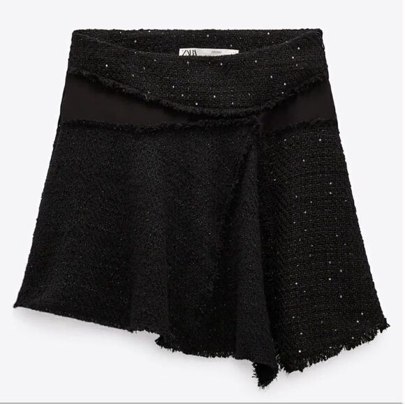 NWT Zara Tweed Sequin A Line Mini Skirt - Picture 2 of 10